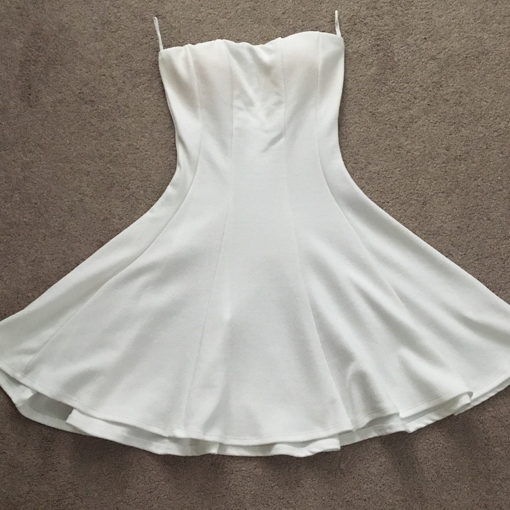White strapless skater dress